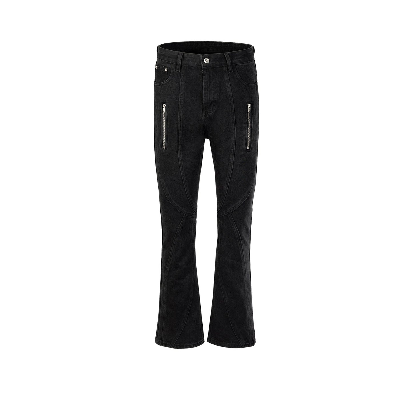 MIJKO Men Vintage Pants MIJKO Women's Slim-Fit Pants Spliced Zipper Pull Jeans