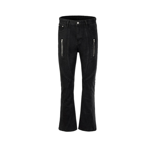 MIJKO Men Vintage Pants MIJKO Women's Slim-Fit Pants Spliced Zipper Pull Jeans