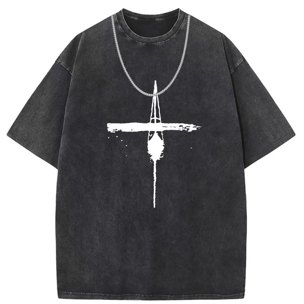 Men T Shirts Short Sleeve T-Shirt Washed Old Punk