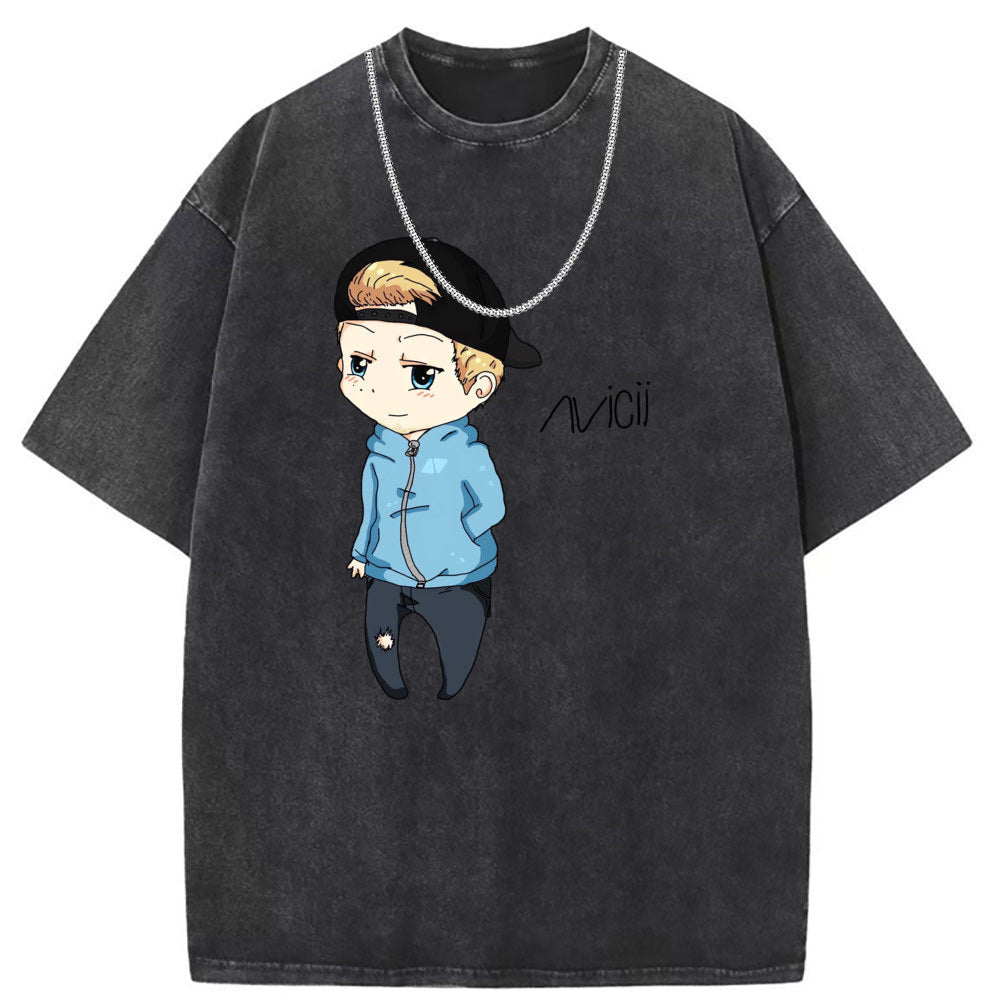 Men T Shirts Crew neck short sleeve T-shirt washed old American style