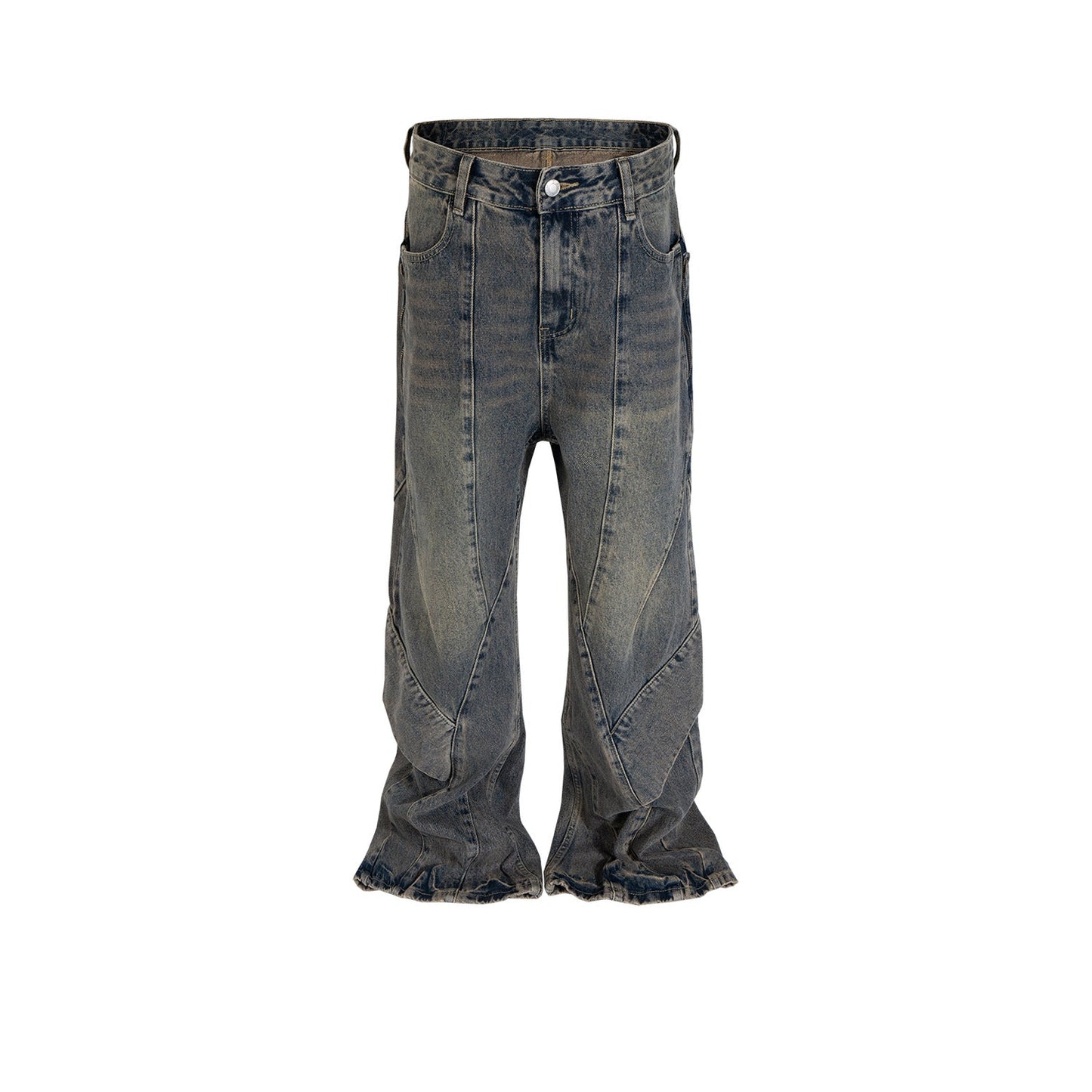 MIJKO Men's Vintage Pants MIJKO Men's Women's Trousers Splicing Washed Old Jeans