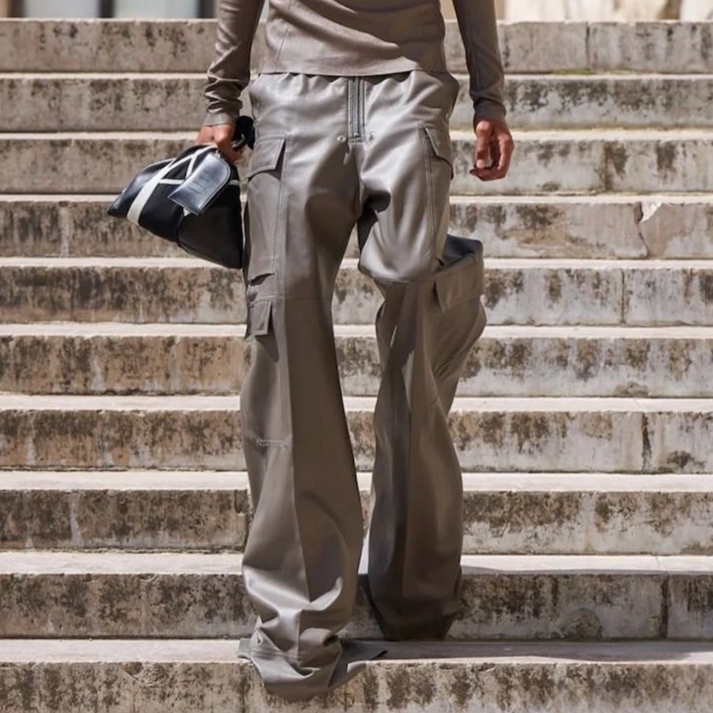 MIJKO Mens Vintage Pants MIJKO GethBela cargo pants wide-footed slacks