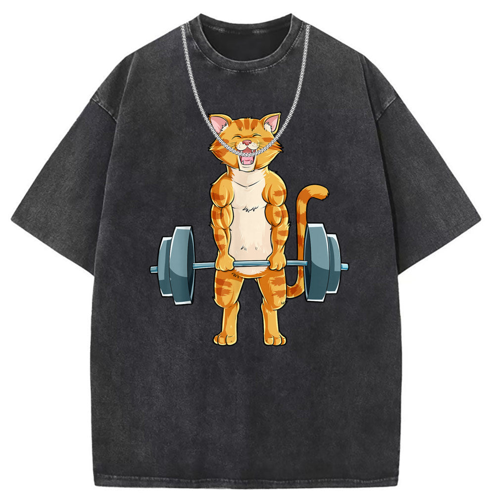 Men T Shirts Washed old punk cotton printed short-sleeved T-shirt