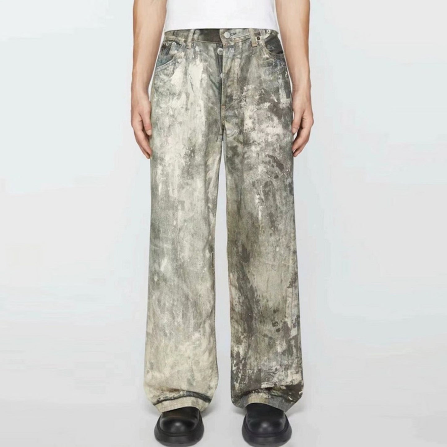 MIJKO Mens Vintage Pants Distress Unisex Pants