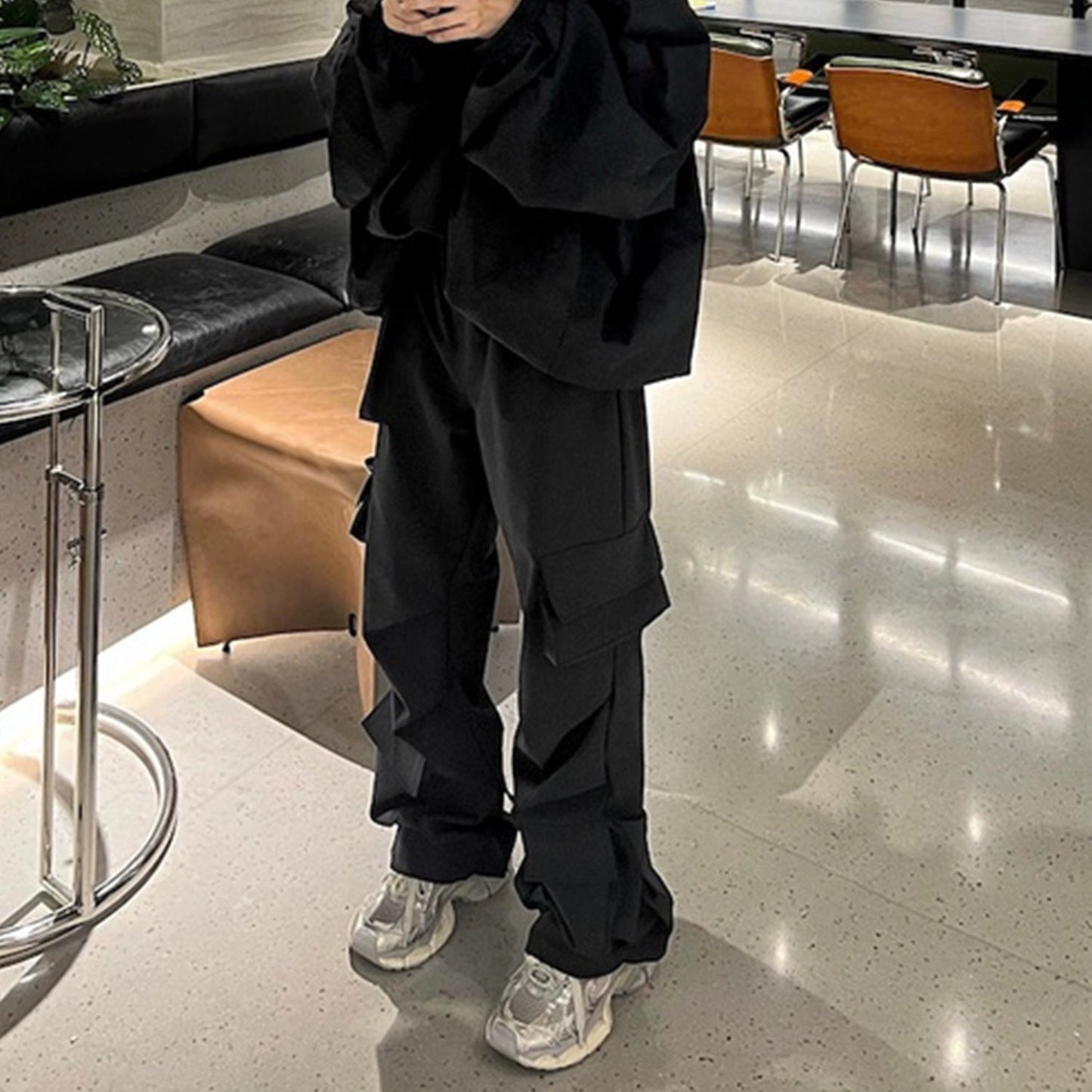 MIJKO Men's Vintage Pants MIJKO overalls men's and women's waist casual trousers