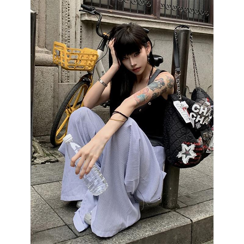 Women casual pant blue stripesspring & fall style