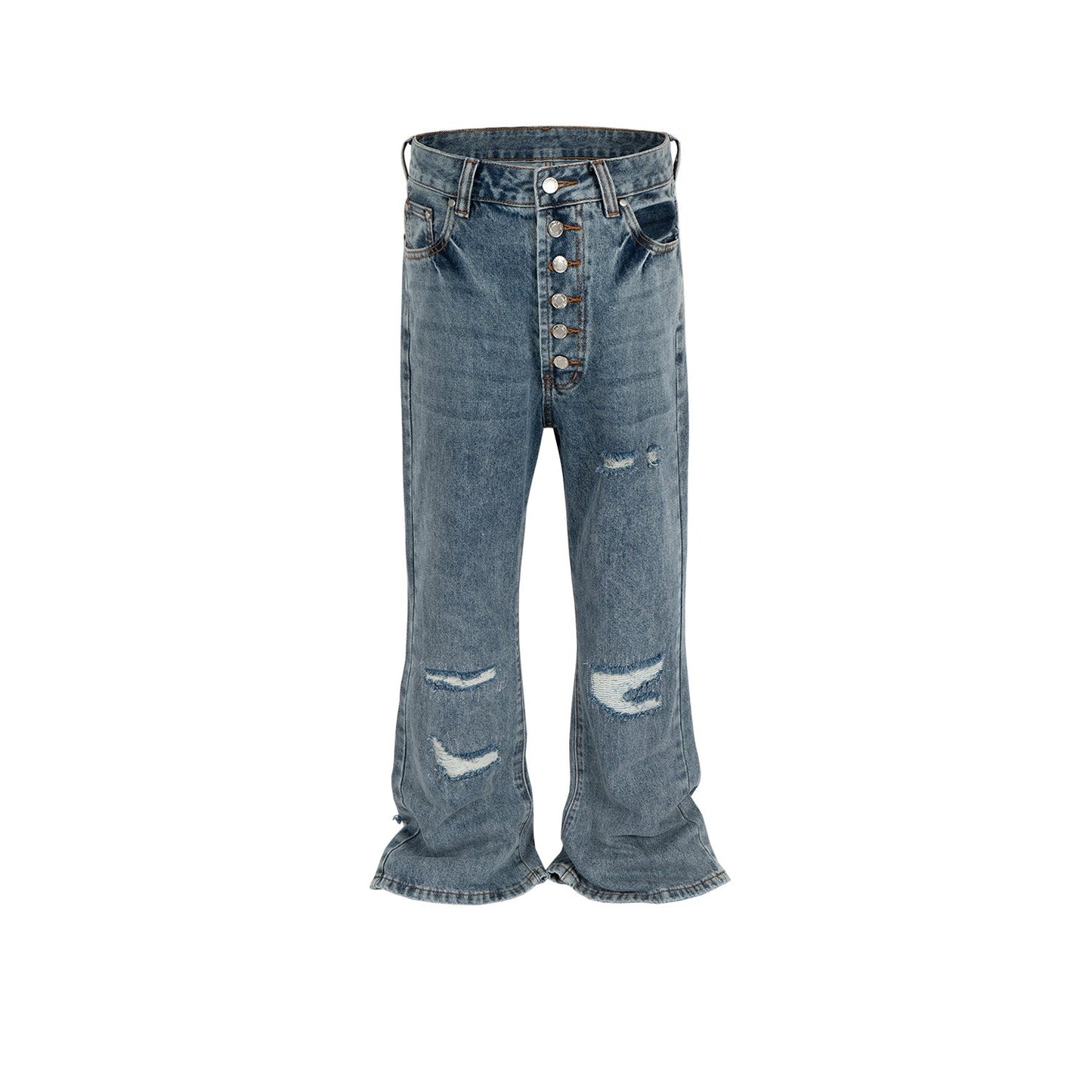 MIJKO Men Vintage Pants MIJKO washed and old micro-pull trousers men's and women's design jeans