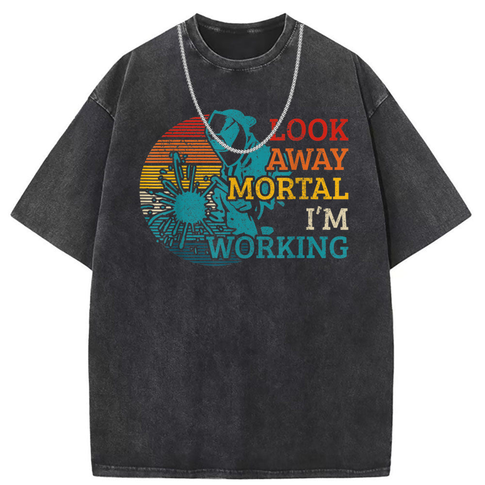 Men T Shirts Pure cotton round neck short-sleeved T-shirt women's washed and old