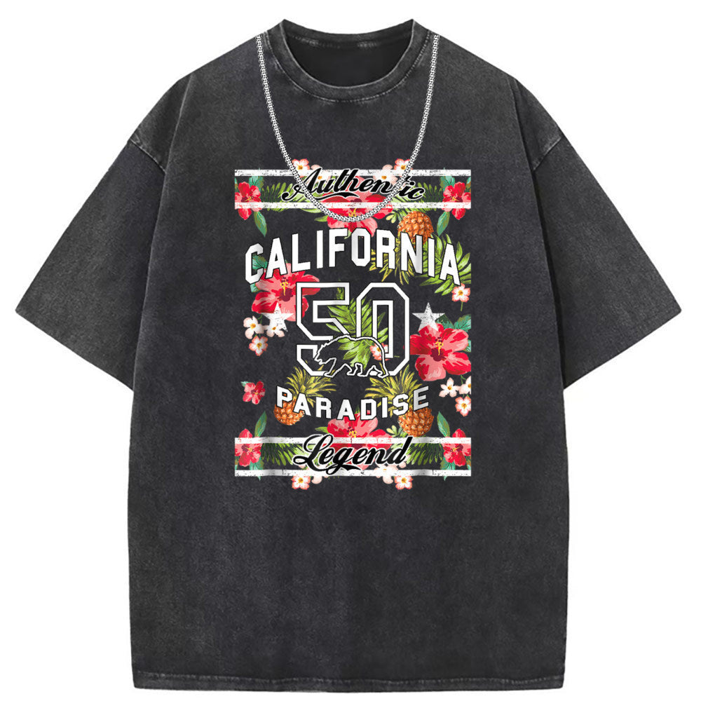Mens T Shirts Cotton Printed Short Sleeve T-Shirts Washed and Old