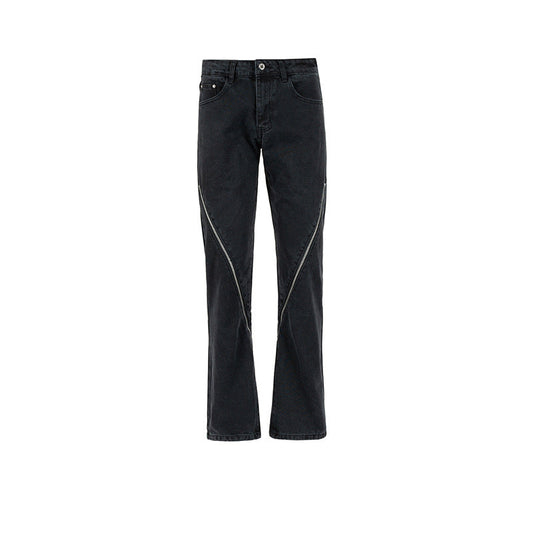 MIJKO Men's Vintage Pants MIJKO autumn and winter zipper trousers men's and women's wide feet