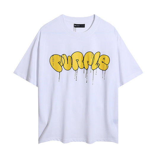 Purple Brand T Shirts Purple Micro Label Melted Letter Print Short Sleeve T-Shirt