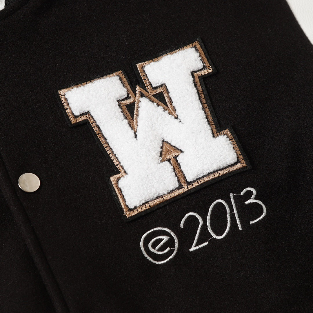 Off White Jacket Spring Autumn OW Witch Group Towel Embroidered Baseball Jacket Jacket