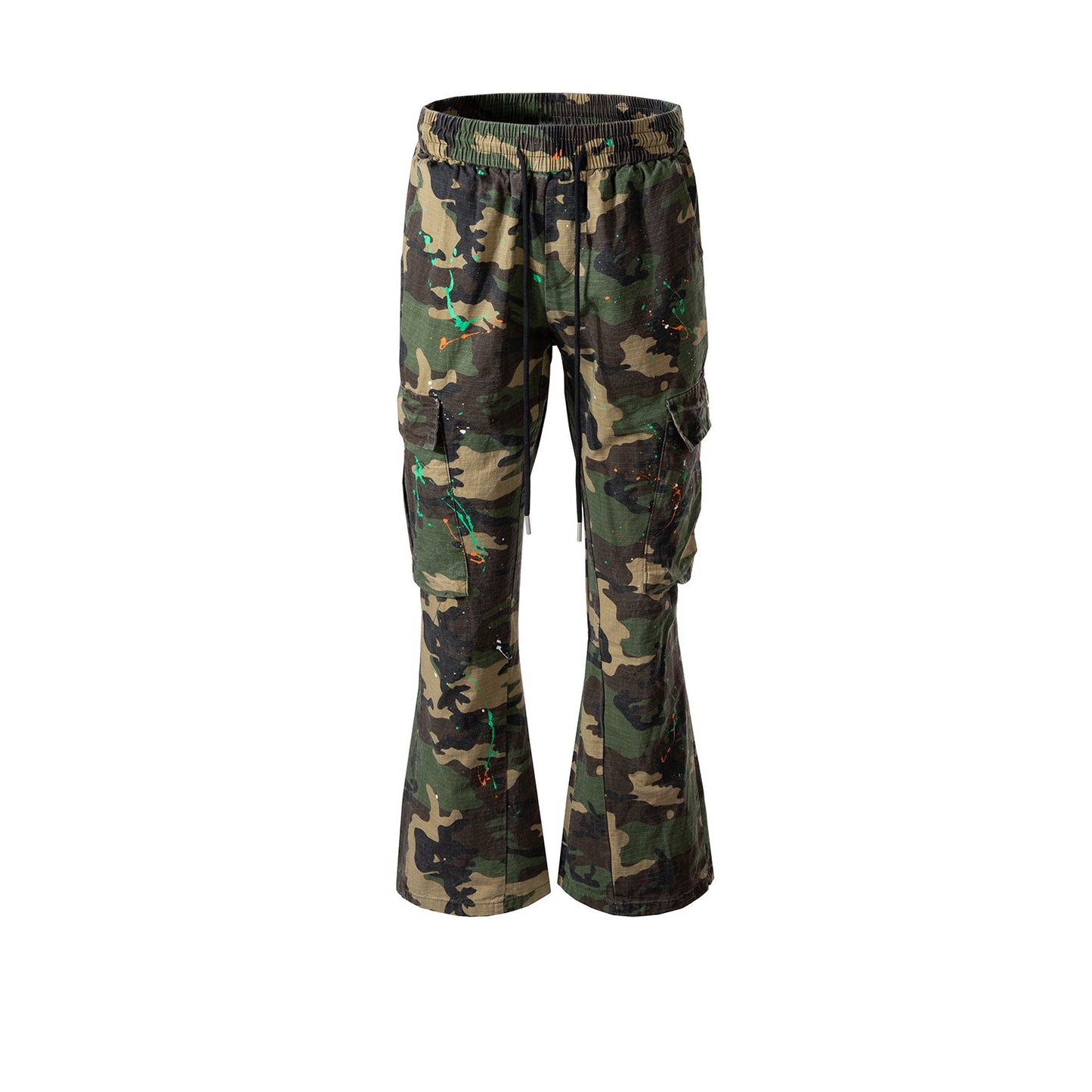 MIJKO Mens Vintage Pants MIJKO Men's Women's Hip Hop Camo Wide-footed Flared Casual Pants