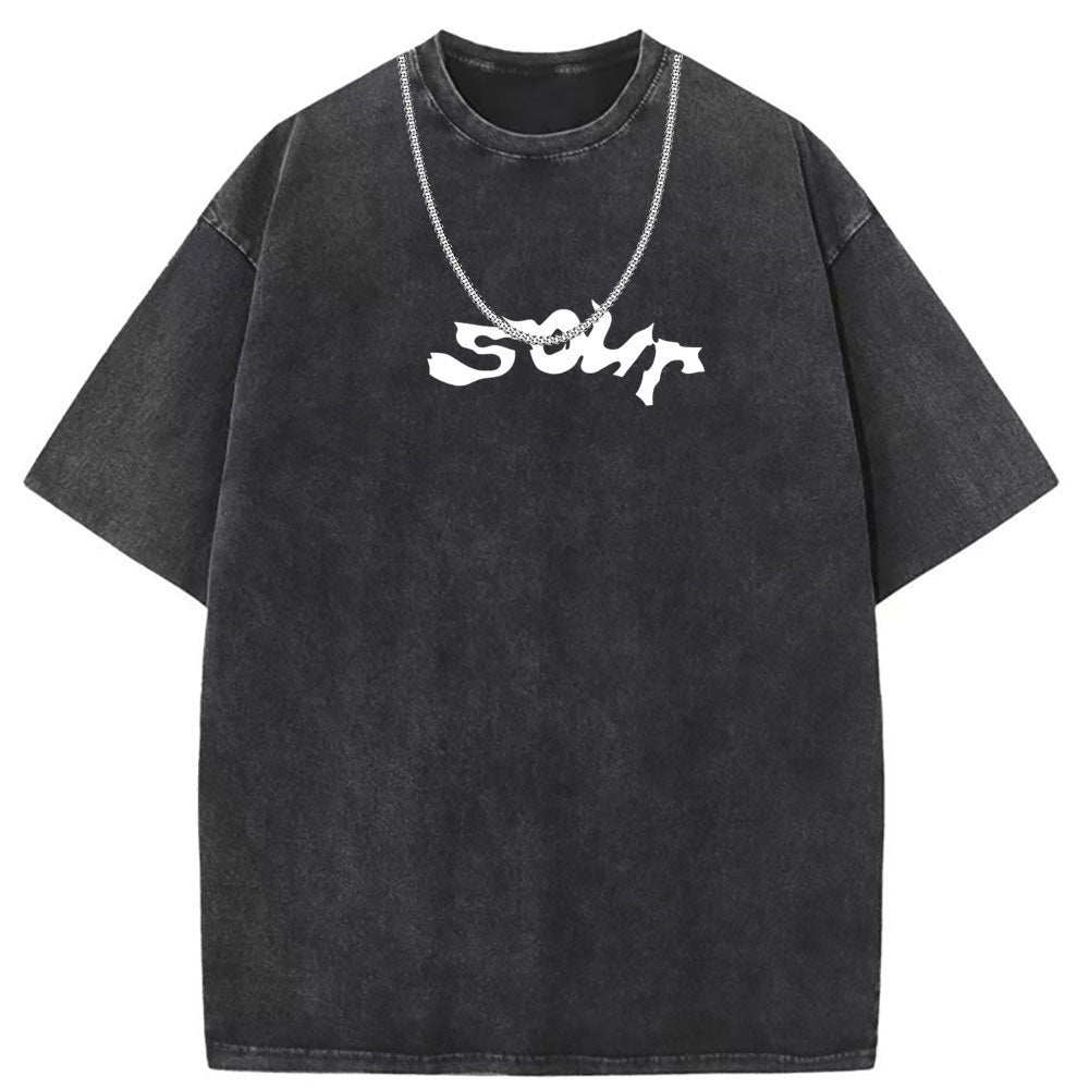 Men T Shirts Short Sleeve T-Shirt Washed Old Punk Loose