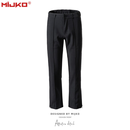 MIJKO Mens Vintage Pants Wide-footed Flared Pants Trousers