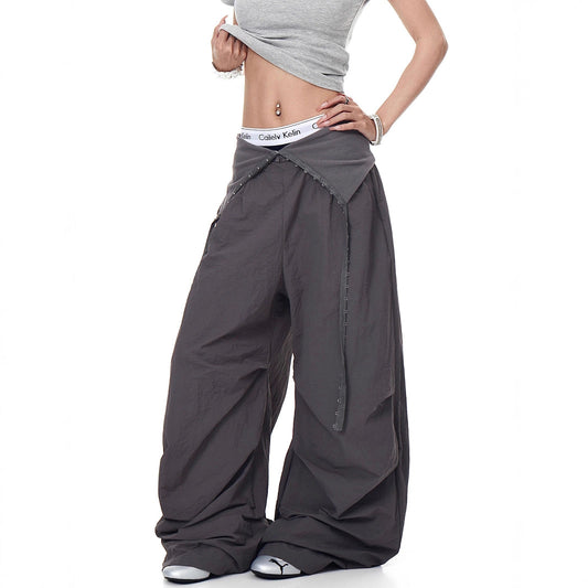 Women casual pant retro beaded hot diamond cuffs