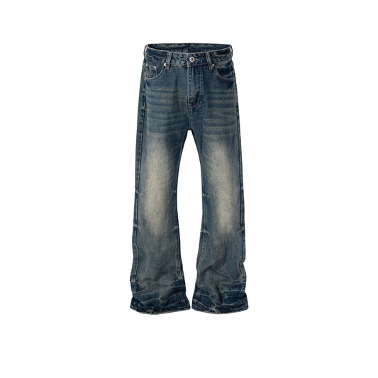 MIJKO Men's Vintage Pants MIJKO Men's Women's Wash Water Old Trousers Wide Feet Design Jeans