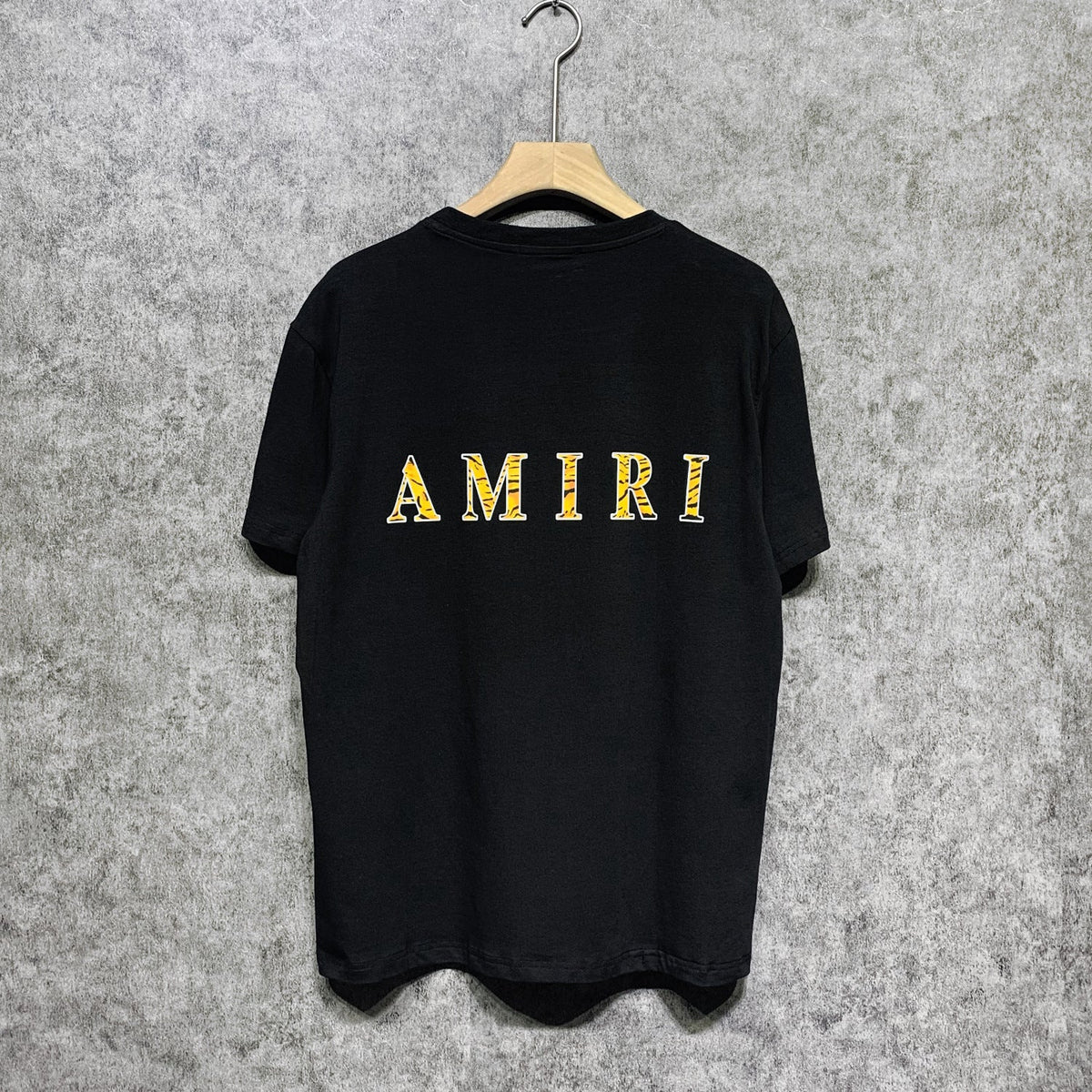 Amiri T Shirt Tiger Pattern Letter Print Round Neck