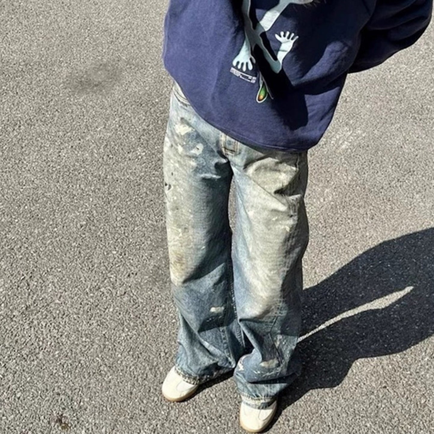 MIJKO Men's Vintage Pants MIJKO Men's Women's High Street Straight Pants Jeans