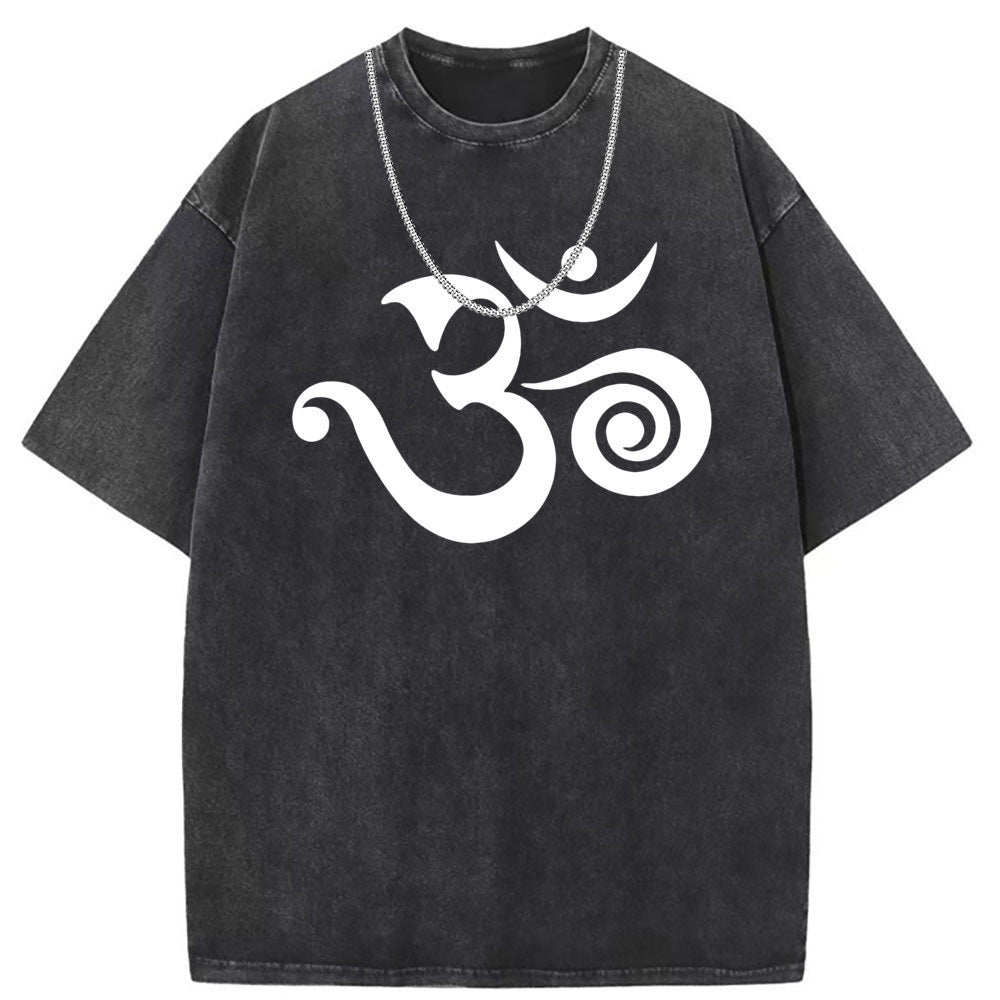 Men T Shirts Washed and old printed short-sleeved T-shirt loose and casual