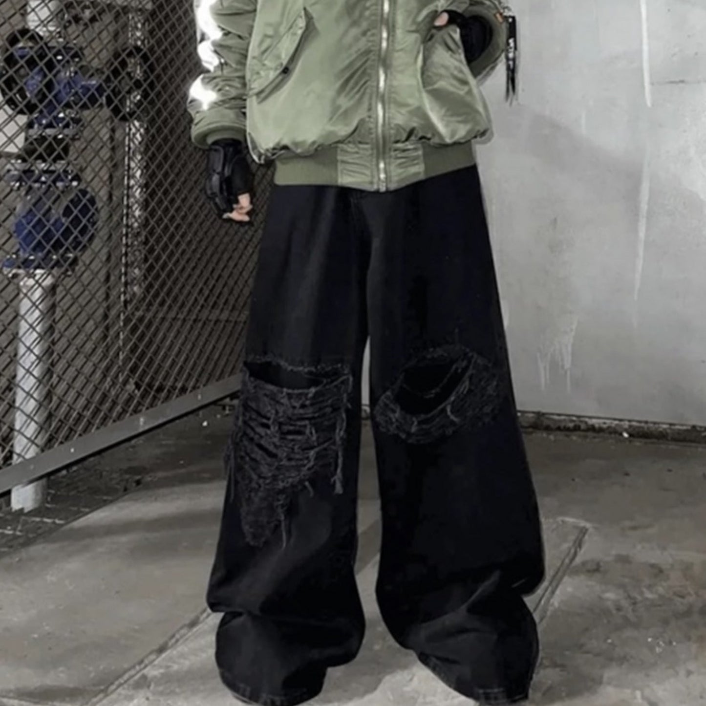 MIJKO Men's Vintage Pants MIJKO Trousers Men's and Women's Ripped Jeans