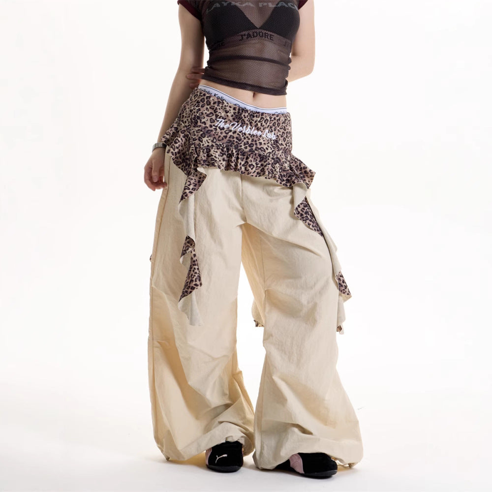 Women casual pants leopard print fart curtain retroloosesummer
