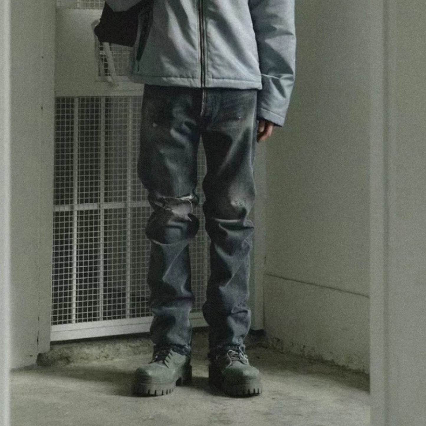 MIJKO Men Vintage Pants MIJKO Washed Pants Slim-fit Jeans