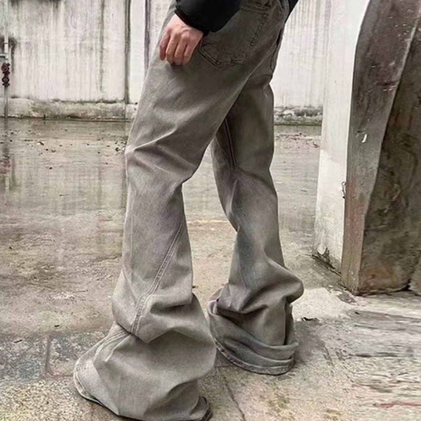 MIJKO Mens Vintage Pants Distressed High-stretch Bootcut jeans