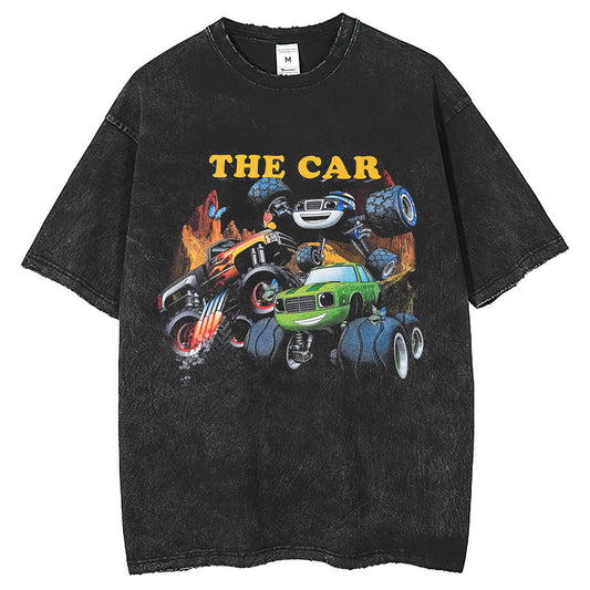 Mens T Shirts Vintage Printed Short Sleeve T-Shirts Washed and Old