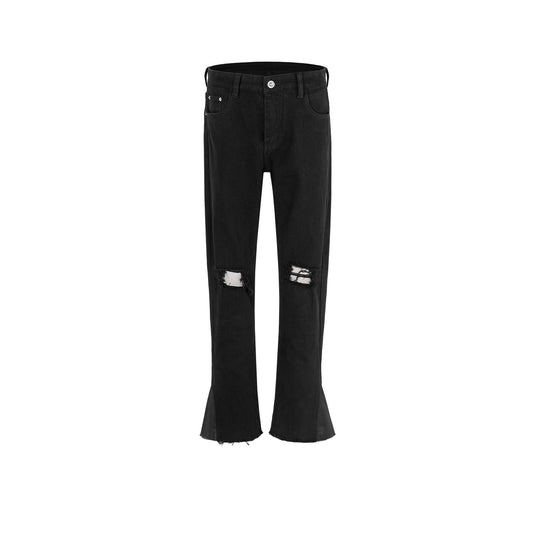 MIJKO Men Vintage Pants MIJKO Men's Women's Micro-pull Splicing Pants Pants Ripped Jeans