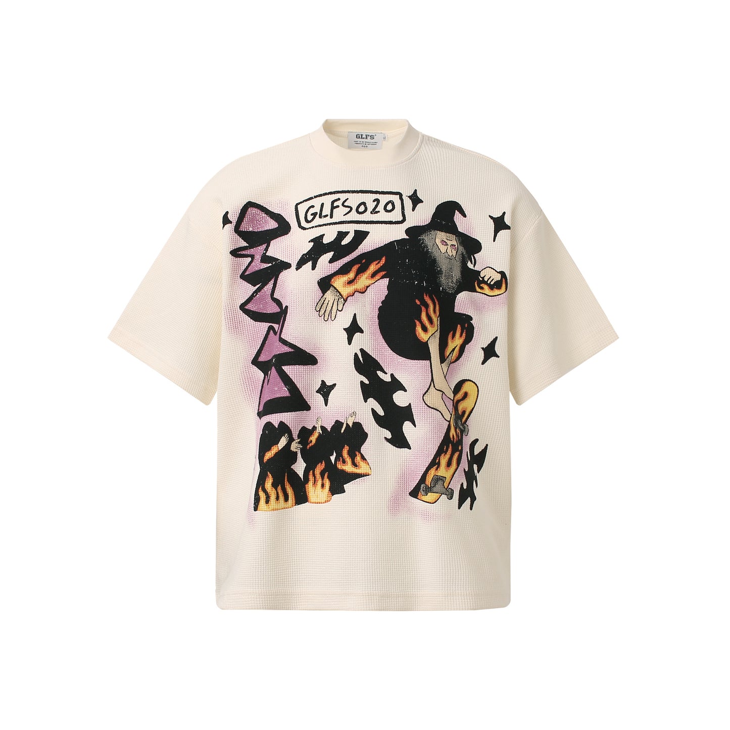 Men t shirts retro waffle gridsloose crew neck