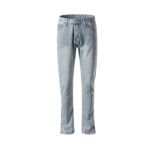 MIJKO Men's Vintage Pants MIJKO wide-footed trousers men's and women's washed old jeans