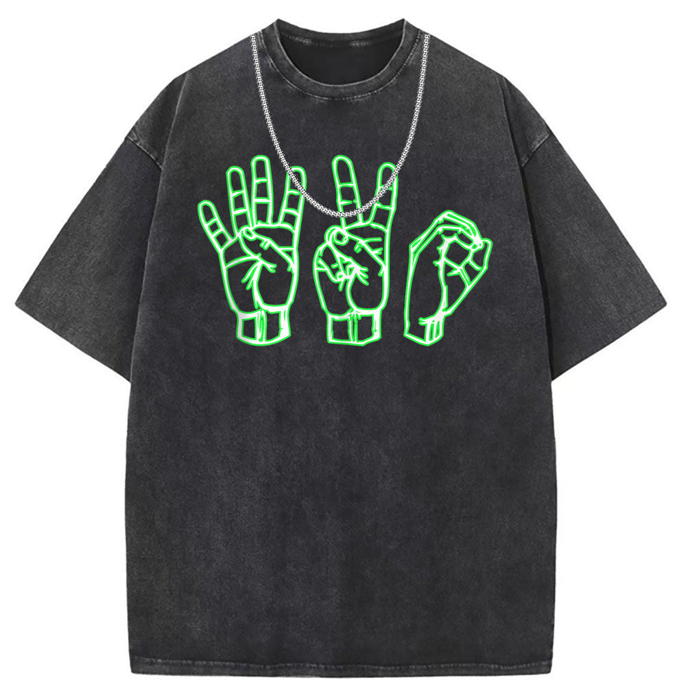 Mens T Shirts Washed Old Punk Short Sleeve T-Shirts
