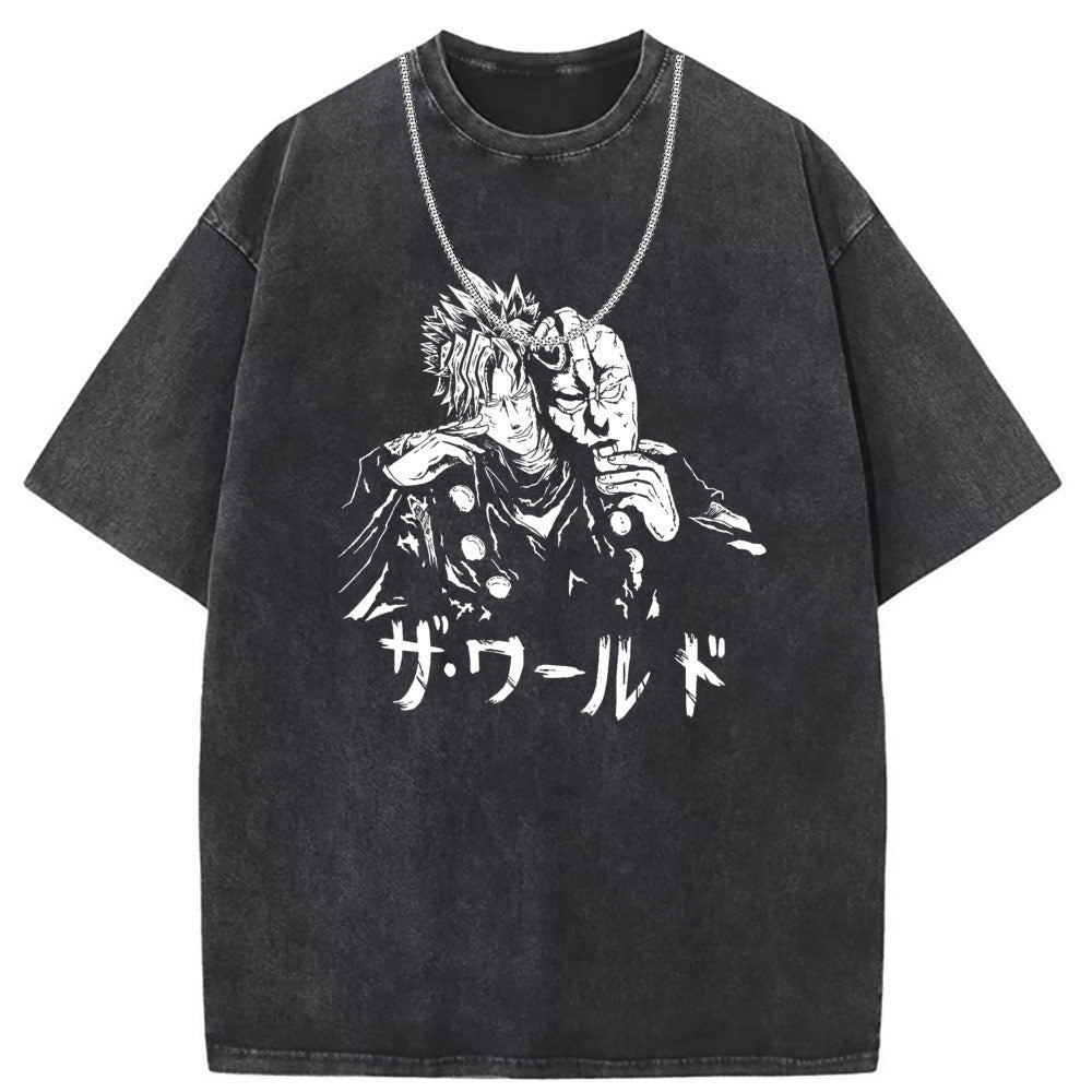 Men T Shirts Washed High Street Printed Short Sleeve T-Shirt Loose Casual