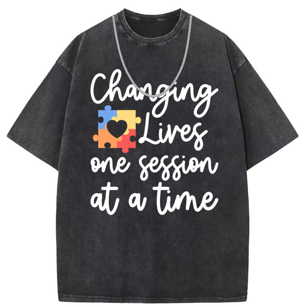Men's T Shirts Cotton Crew Neck Short Sleeve T-Shirt Women's Washed and Old