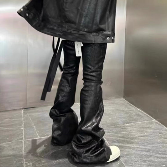 MIJKO Men's Vintage Pants MIJKO Jeans Men's and Women's Back Ribbon Drawstring Black Trousers