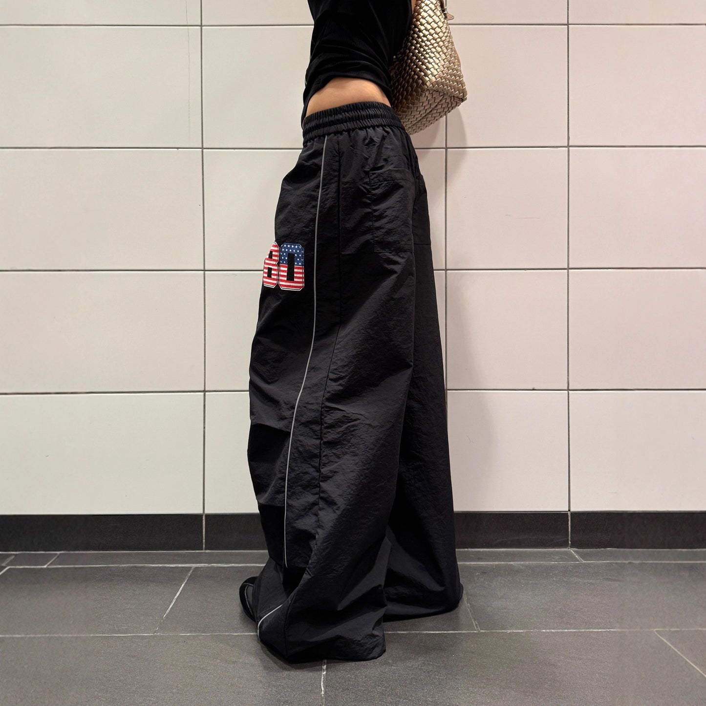 Women casual pants loose elastic waist