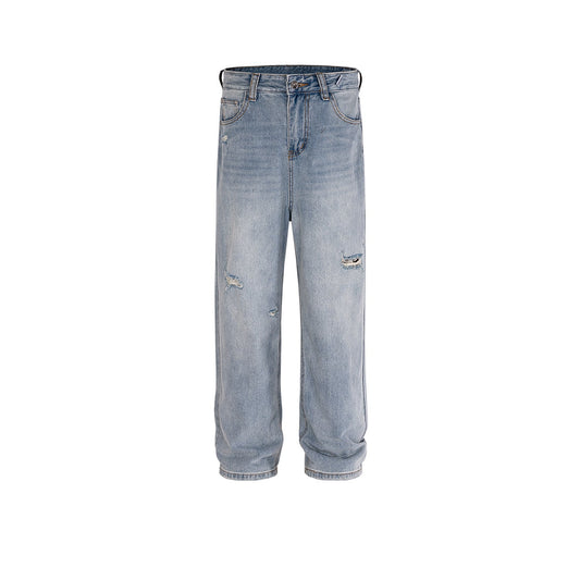 MIJKO Men's Vintage Pants MIJKO Straight Pants Men's and Women's Washed Jeans