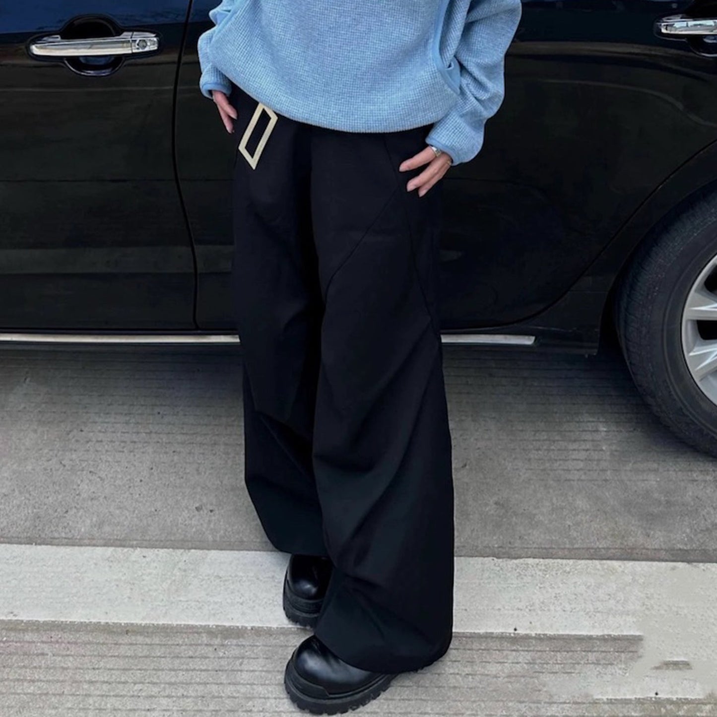 MIJKO Men's Vintage Pants MIJKO Men's Trousers Wide Tube High Street Wide Foot Pants Tide