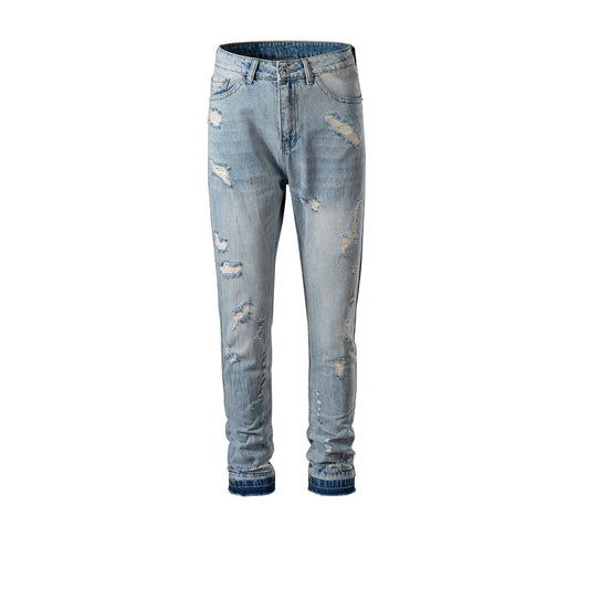 MIJKO Men Vintage Pants MIJKO Hip Hop Raw Pants Trousers Men's and Women's Jeans