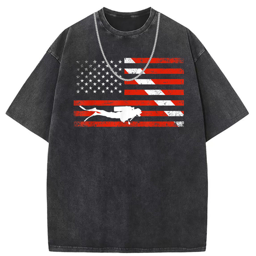 Men T Shirts Washed Old Printed Short Sleeve T-Shirts Women's Loose