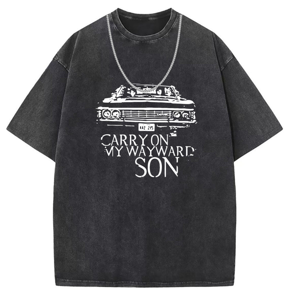 Men T Shirts T-shirt washed do old punk loose