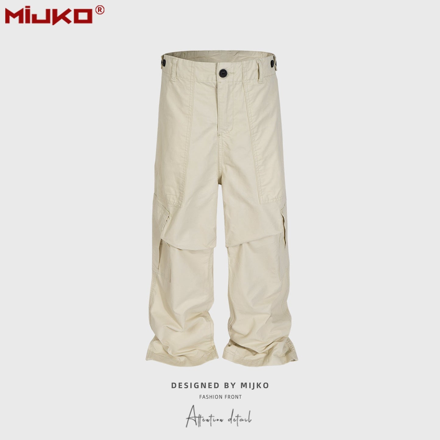 MIJKO Men Vintage Pants Multi-Pocket Straight Casual Loose Pants