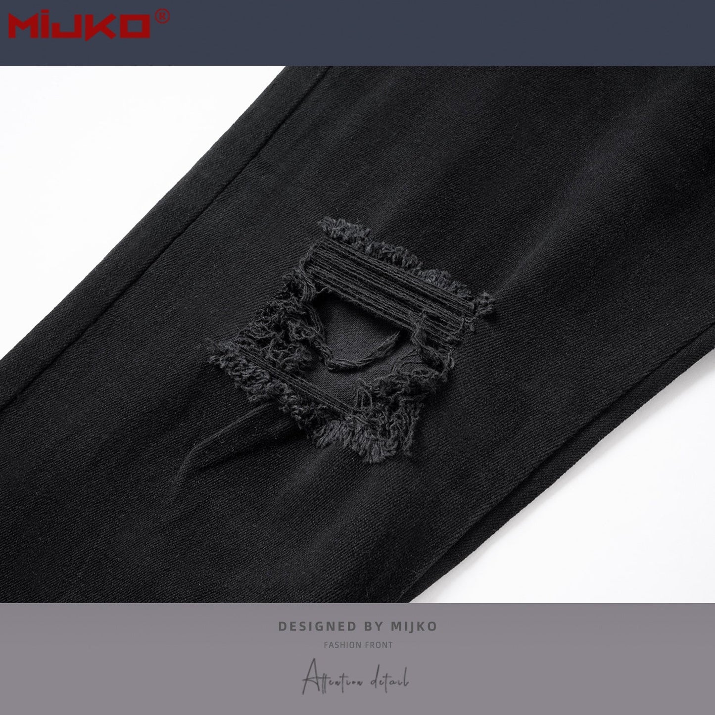 MIJKO Mens Vintage Pants Zipper Leg Ripped Unisex Jeans