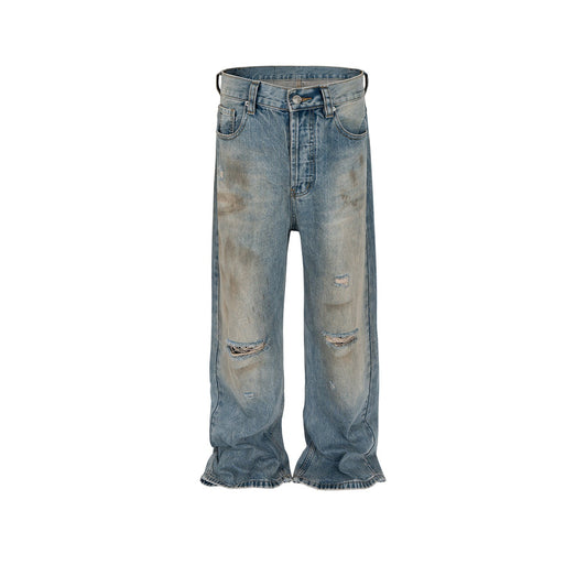 MIJKO Men's Vintage Pants MIJKO Men's Women's Vintage Washed Old Ripped Jeans