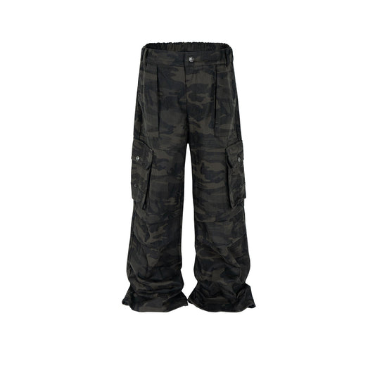 MIJKO Men's Vintage Pants MIJKO camouflage casual trousers men's and women's tote overalls