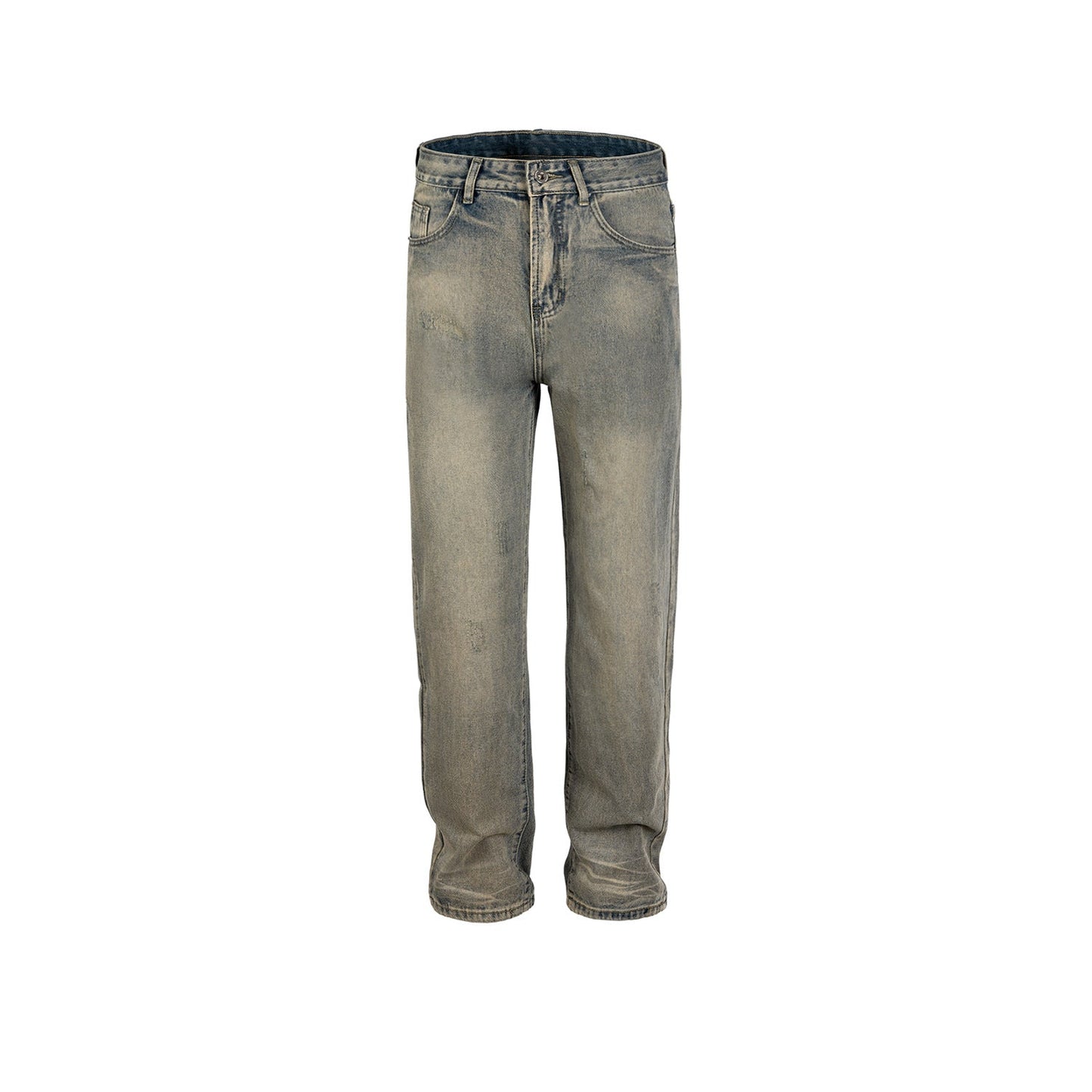 MIJKO Men Vintage Pants MIJKO retro washing water old trousers men's and women's straight jeans