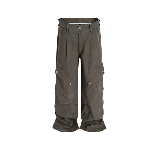 MIJKO Men's Vintage Pants MIJKO Men's Women's Spliced Pants Straight Casual Overalls