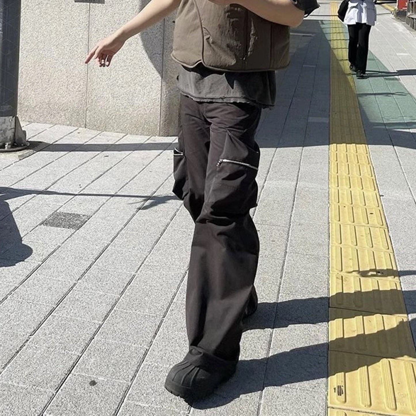 MIJKO Men Vintage Pants MIJKO Casual trousers three-dimensional pocket micro-zipper overalls