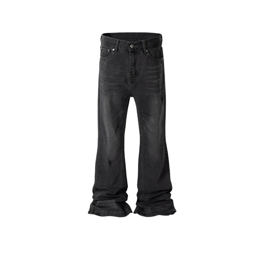 MIJKO Mens Vintage Pants MIJKO Mens Women's Flared High Street Slim-Fit Jeans